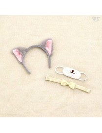 Mask & Cat Ear Headband (Gray)