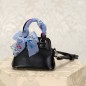 2 Way Shoulder Bag (Black Synthetic Leather) with Blue Scarf