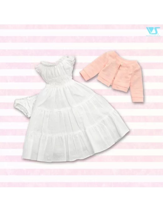 White Dress & Pink Cardigan Set / Mini