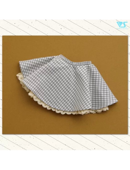 Flared Skirt (White X Gray Plaid)
