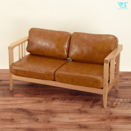 Wood Frame Sofa (Synthetic Oil Leather / Camel)